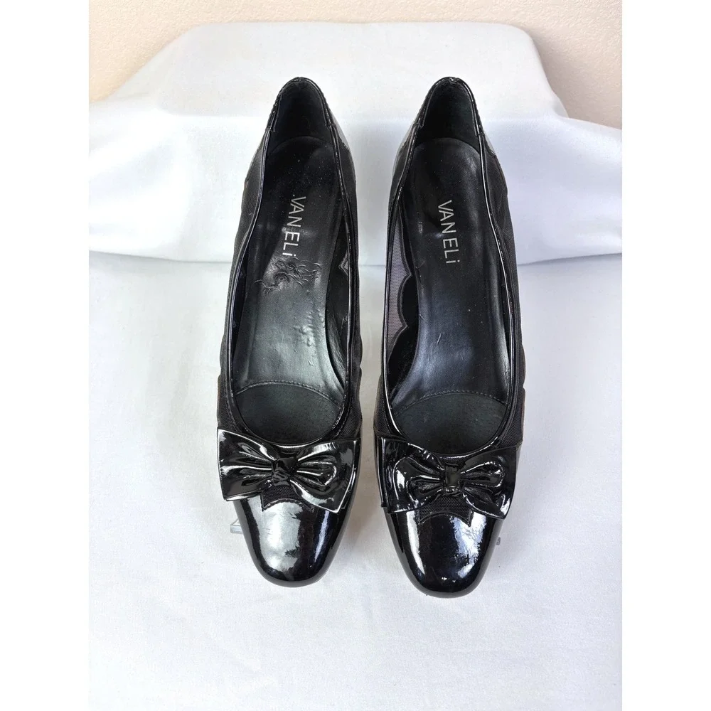 Vaneli BLack Shiny Scalloped Mesh Bow Tie 3/4